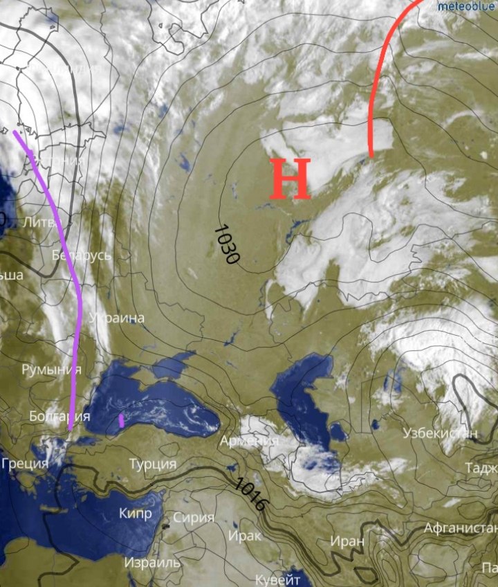 Антициклон на спутниковом снимке утром 15 сентбря.